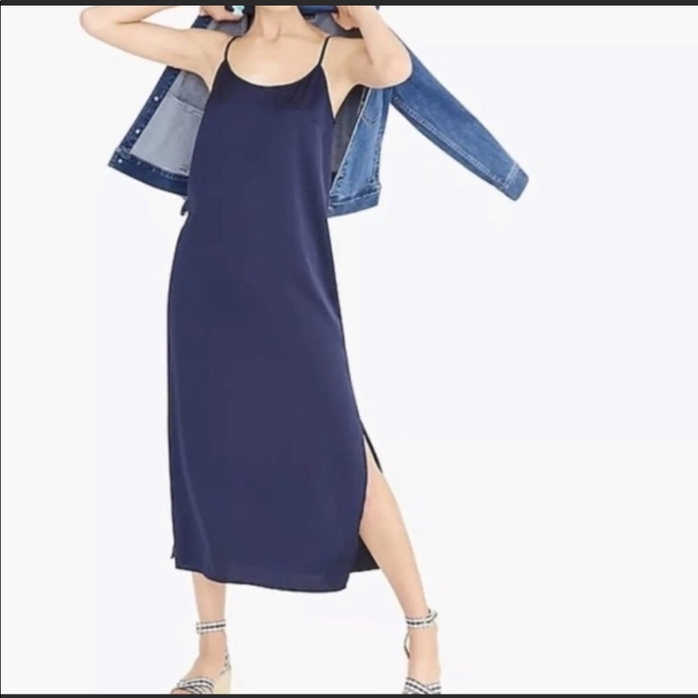 J. Crew Factory navy slip dress